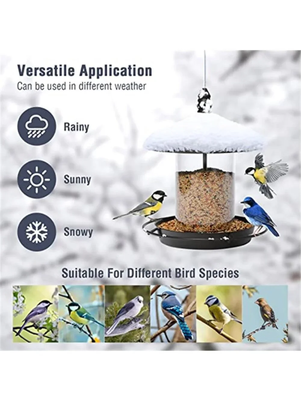 New Metal Roof Bird Feeder - Chew Proof for Outdoor Hanging Wild Bird Seeds.